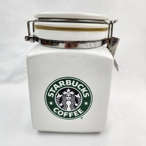 ☕️Vintage Starbucks 2000 Bee House White w/Green Siren Logo Storage Canister